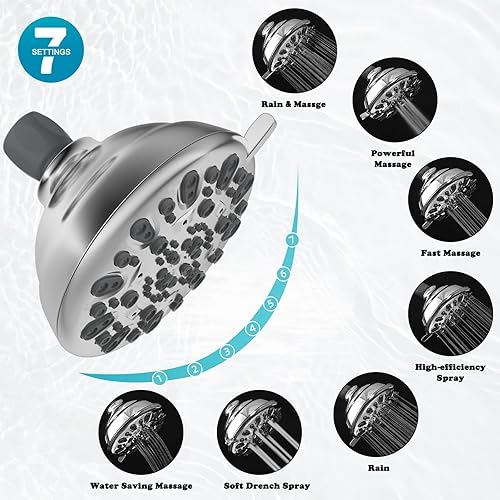 Miniatura 7 de iFealClear Combo de cabezal de ducha filtrado, lluvia doble de alta presión de 10 pulgadas con cabezal fijo de 7 ajustes, brazo de extensión