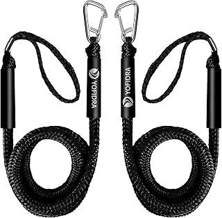 Bungee Dock Line Boat Accessories - Pontoon, Jet Ski, Kayak Accessories with 316 Stainless Steel Clip