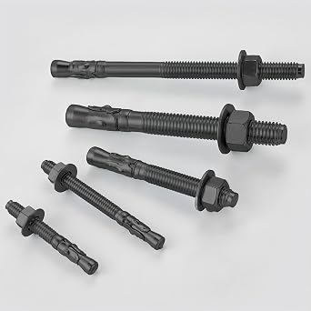 Wensilon 10Pcs 1/2x4-1/2 Inch Standard Fasteners for Heavy-Duty Black Wedge Anchors for Cement and Concrete