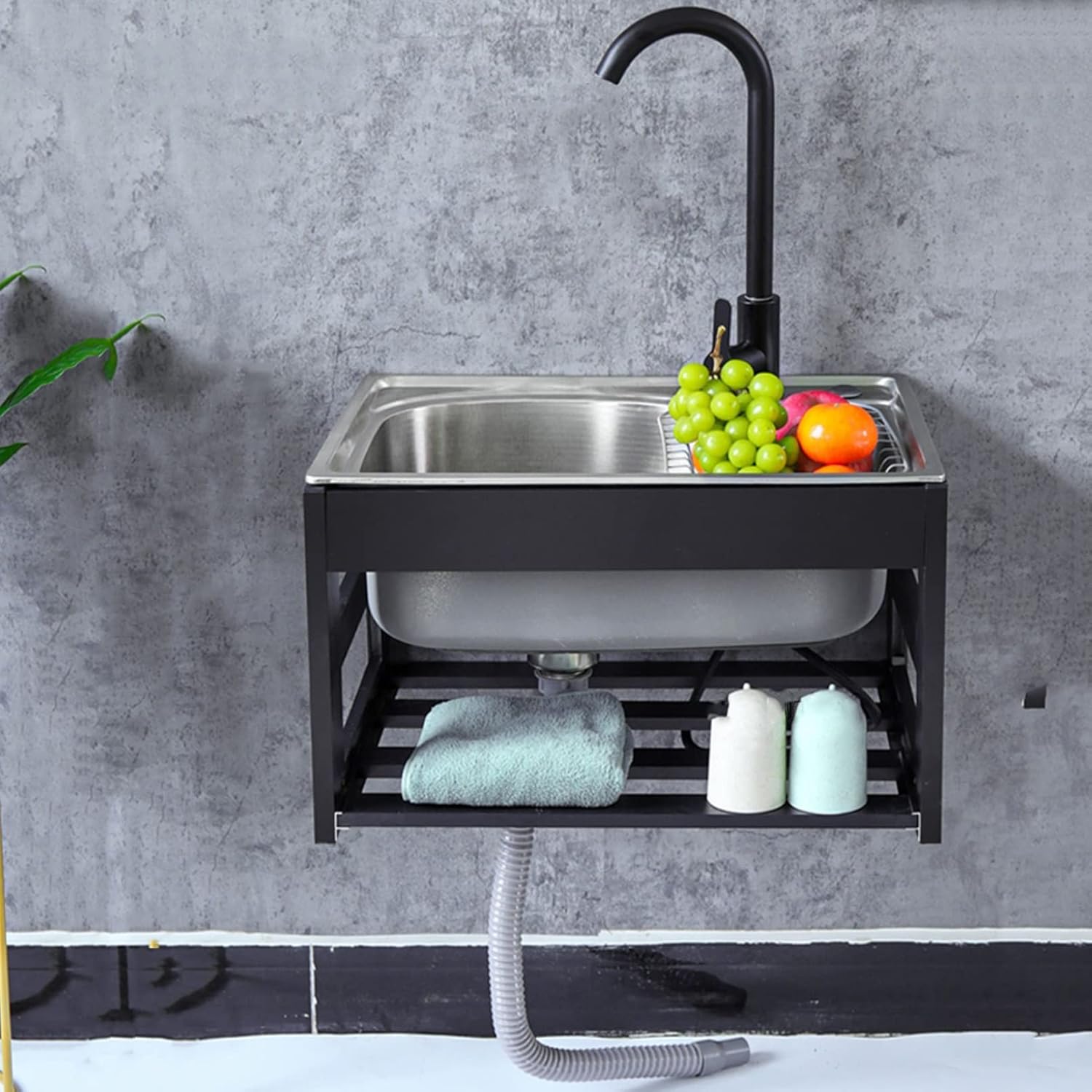 Free Standing Stainless Steel Sink, Kitchen Utility Sink Portable