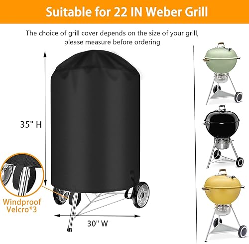 Miniatura 2 de Funda para parrilla Weber de 22 pulgadas para parrilla Weber Kettle Grill Cover para barbacoa resistente e impermeable para accesorios de hervidor