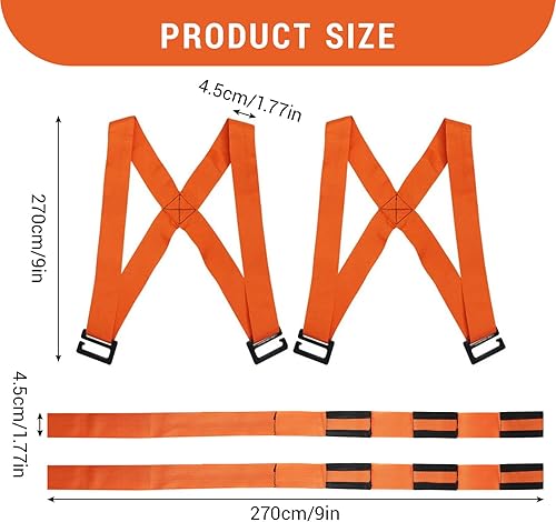 Miniatura 2 de Correas móviles para muebles, sistema de elevación para 2 personas, capacidad de 660 libras, longitud ajustable de 5 a 9.5 pies