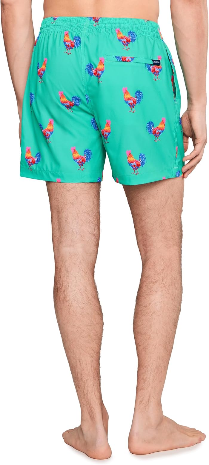 Мужские плавательные шорты Chubbies Cockadoodle Doozies Teal на подкладке — фото 5