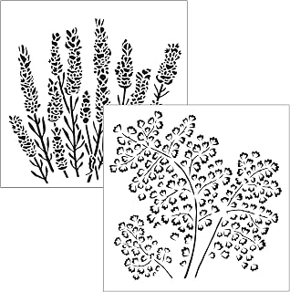 The Crafter’s Workshop - Reusable Botanical Stencil for Painting and Crafts – Beautiful Layering Pattern for DIY Projects – 2 Pk, 6" x 6" – Lavender/Maidenhair Fern