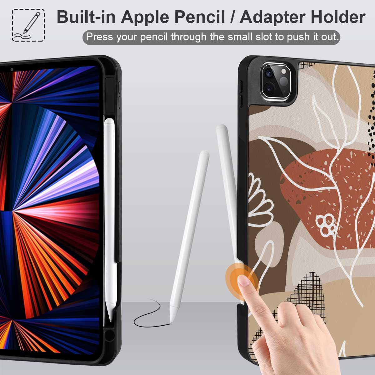 DONGKE Case for 2021/2022 iPad Pro 12.9 inch 5th / 6th Gen - Slim Protective Case - Apple Pencil Charging - Trifold Stand & Sleep/Wake Cover, Also Fits to iPad Pro 12.9 3rd / 4th Gen, Tropical Leaves