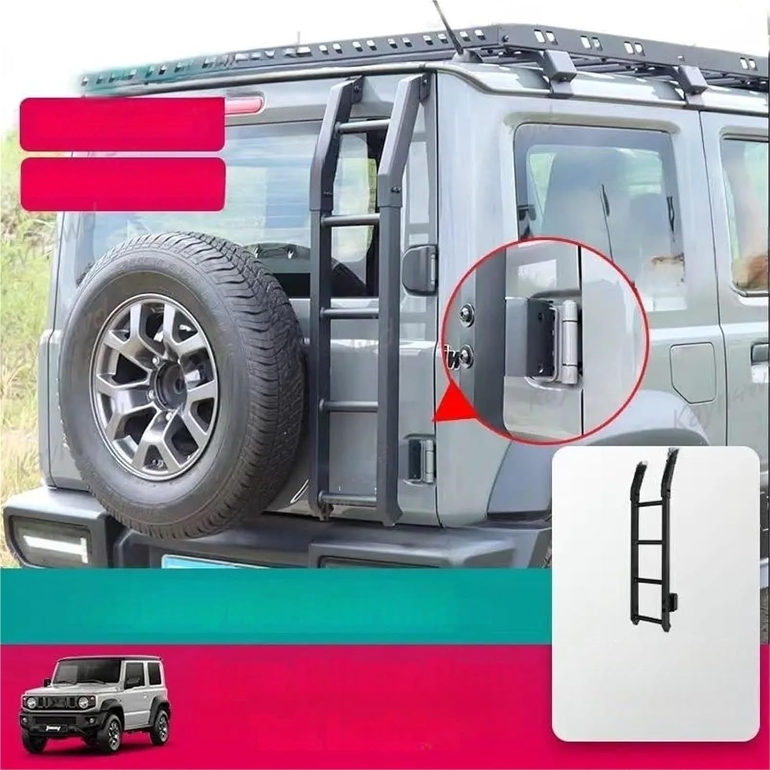 Aluminu Tailgate Climbing Ladder Compatible with Suzuki Jimny JB64 JB74 Roof Climbing Expansion Luggage Rack Ladder