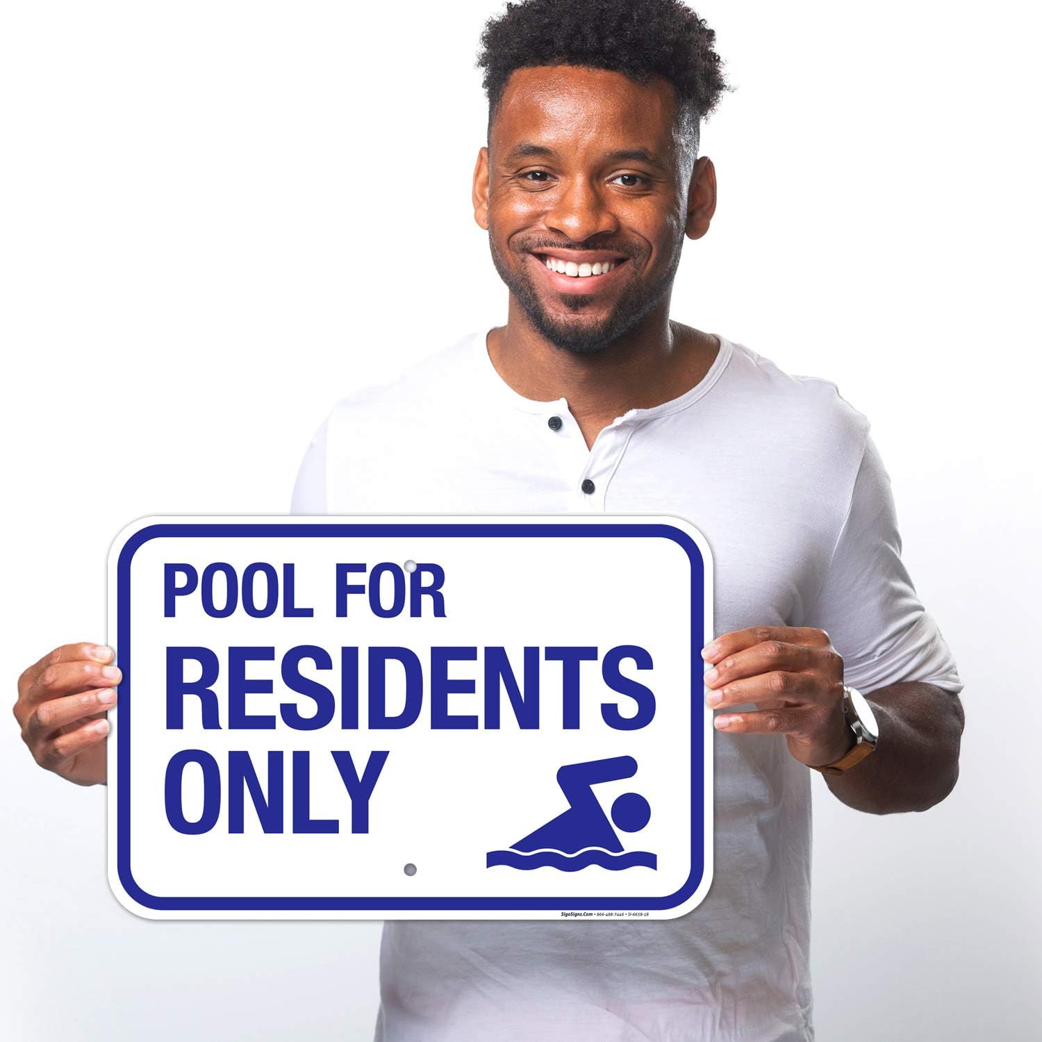 Pool for Residents Only Sign, Pool Sign, 12x18 Inches, 55 mil Thick HDPS (high Density polystyrene), Made in USA