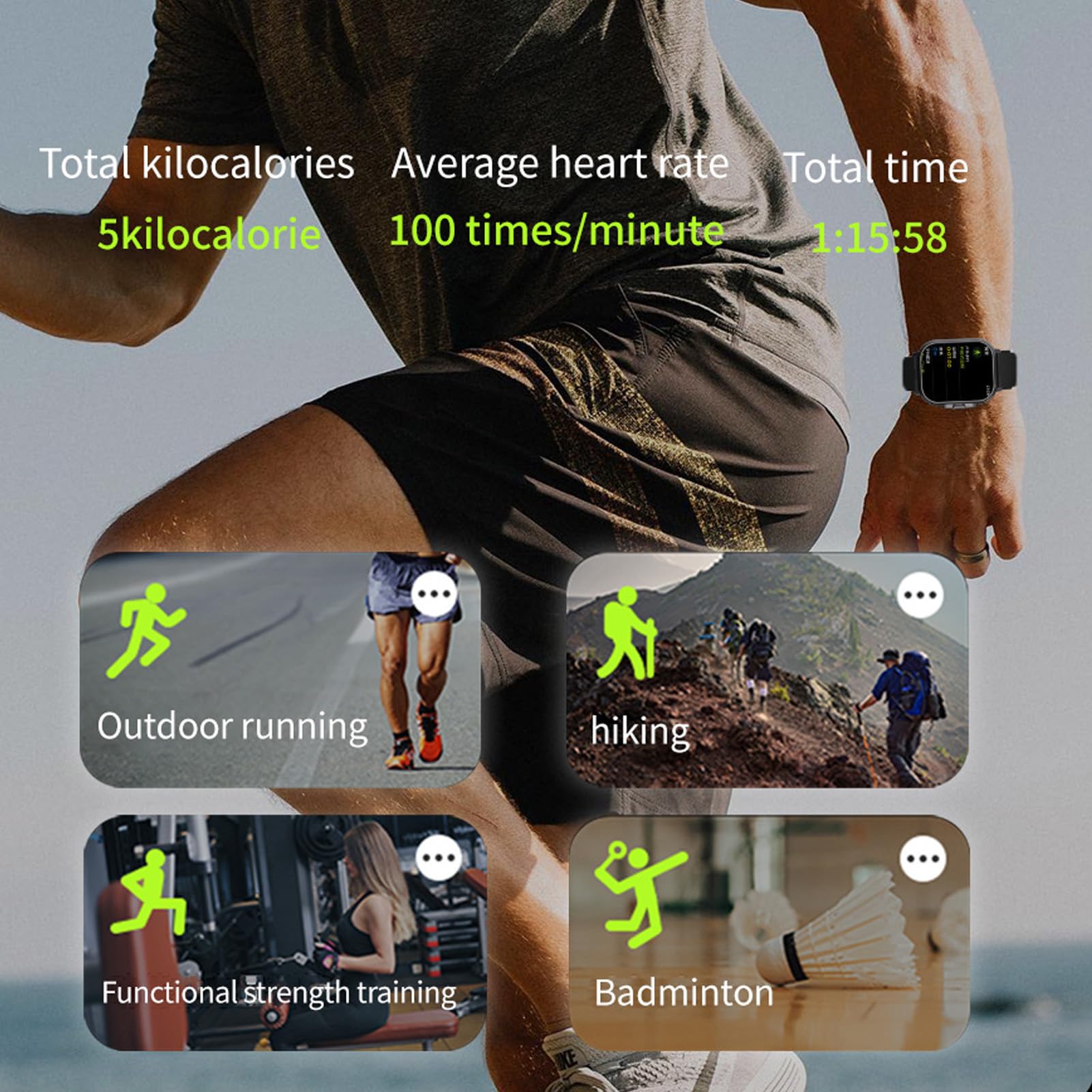 Inteligentny Zegarek ze Słuchawkami Dousznymi, Smartwatch HD o Przekątnej 2,01 Cala, Monitor Zdrowia i Kondycji dla Mężczyzn, Kobiet (odbieranie/wykonywanie połączeń) Zegarek