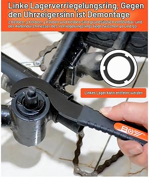 Bicycle Bottom Bracket Puller Tool Key for Removing Vintage Bicycle Bottom Bracket Cups and Locking Rings