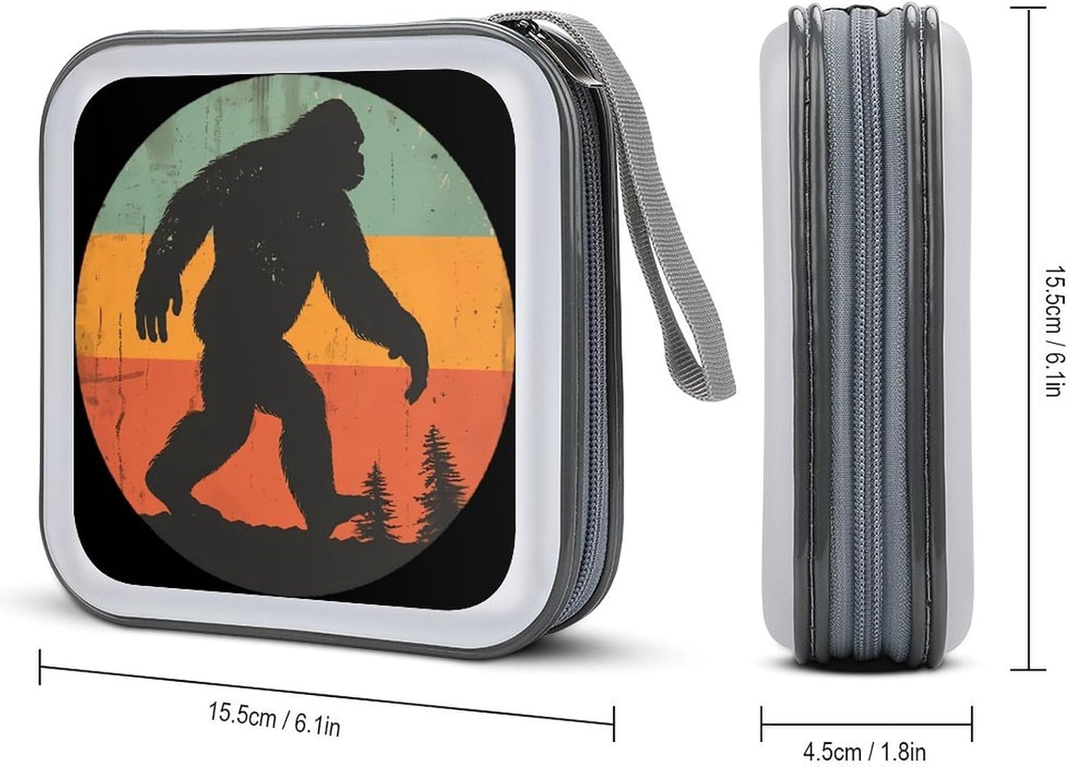 Bigfoot Vintage Sasquatch CD Cases DVD Holder Storage Box Plastic Protection Case for Car Home Office Travel image 2