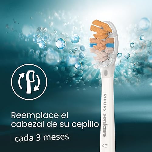 Miniatura 10 de Philips Sonicare A3 Todo en Uno - Cabezales de repuesto genuinos para cepillo de dientes eléctrico, Blanco, 2 unidades, HX9092/77