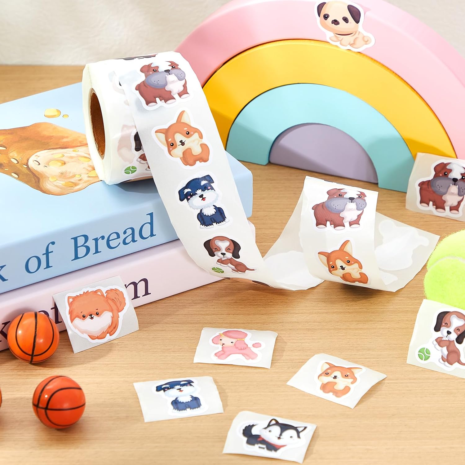 Qeeenar 500 Pcs Dog Stickers for Kids Roll, Cute Animal Reward Party image 2