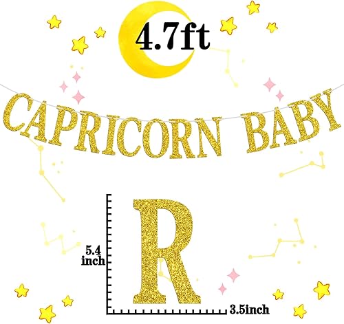 Miniatura 2 de Cartel de cumpleaños de Capricornio para bebé, letrero de temporada de Capricornio del zodiaco, horóscopoastrología, suministros de decoración de