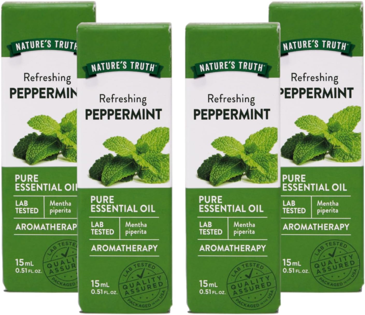Nature's Truth Peppermint Essential Oil for Diffusers and Aromatherapy, 0.51 FL OZ - 4 Pack