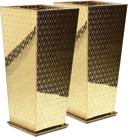 Luxury Stainless Steel Golden Taper Tall Planter Box Set of 2