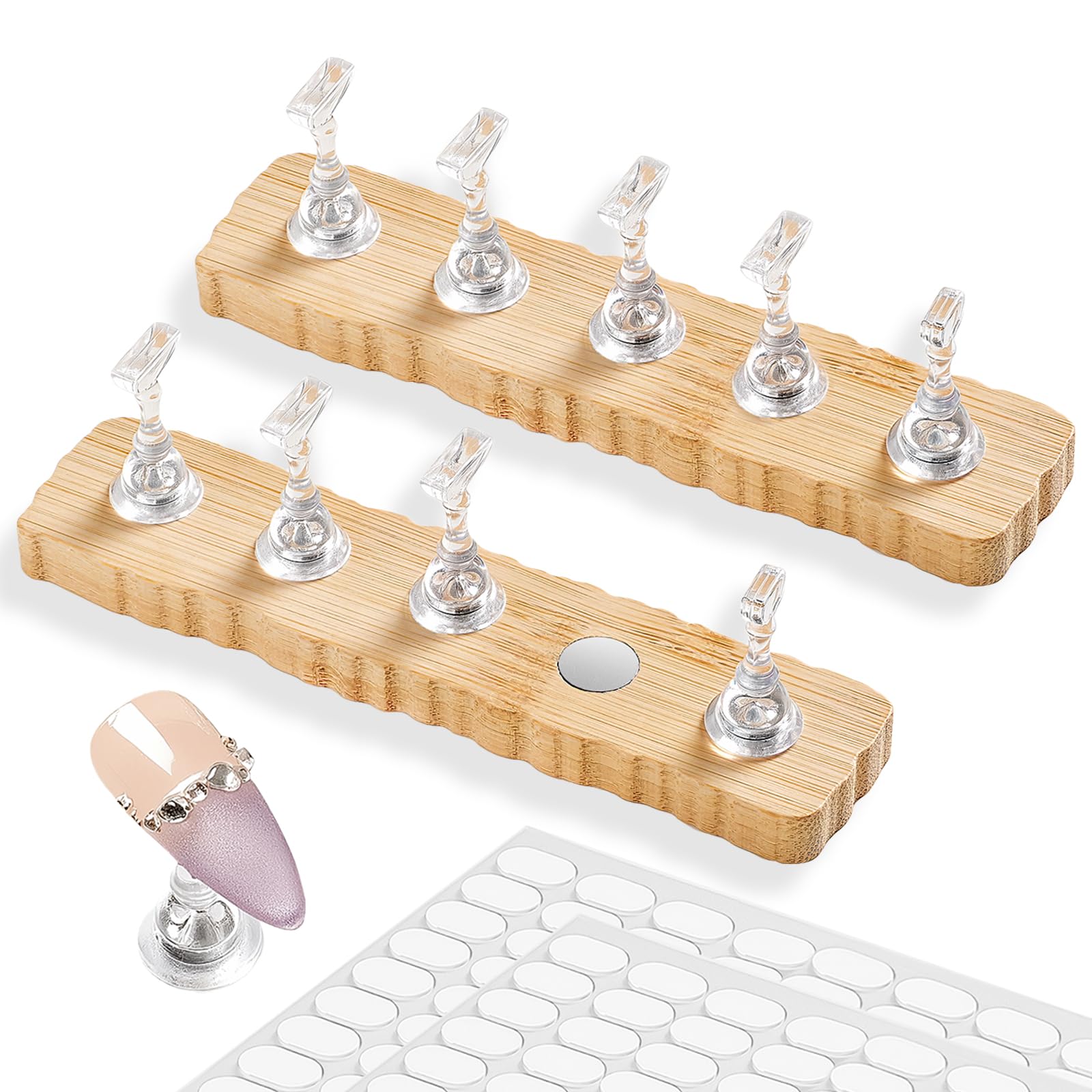 Nail Stand for Press On Upgraded Strong Magnetic Wood