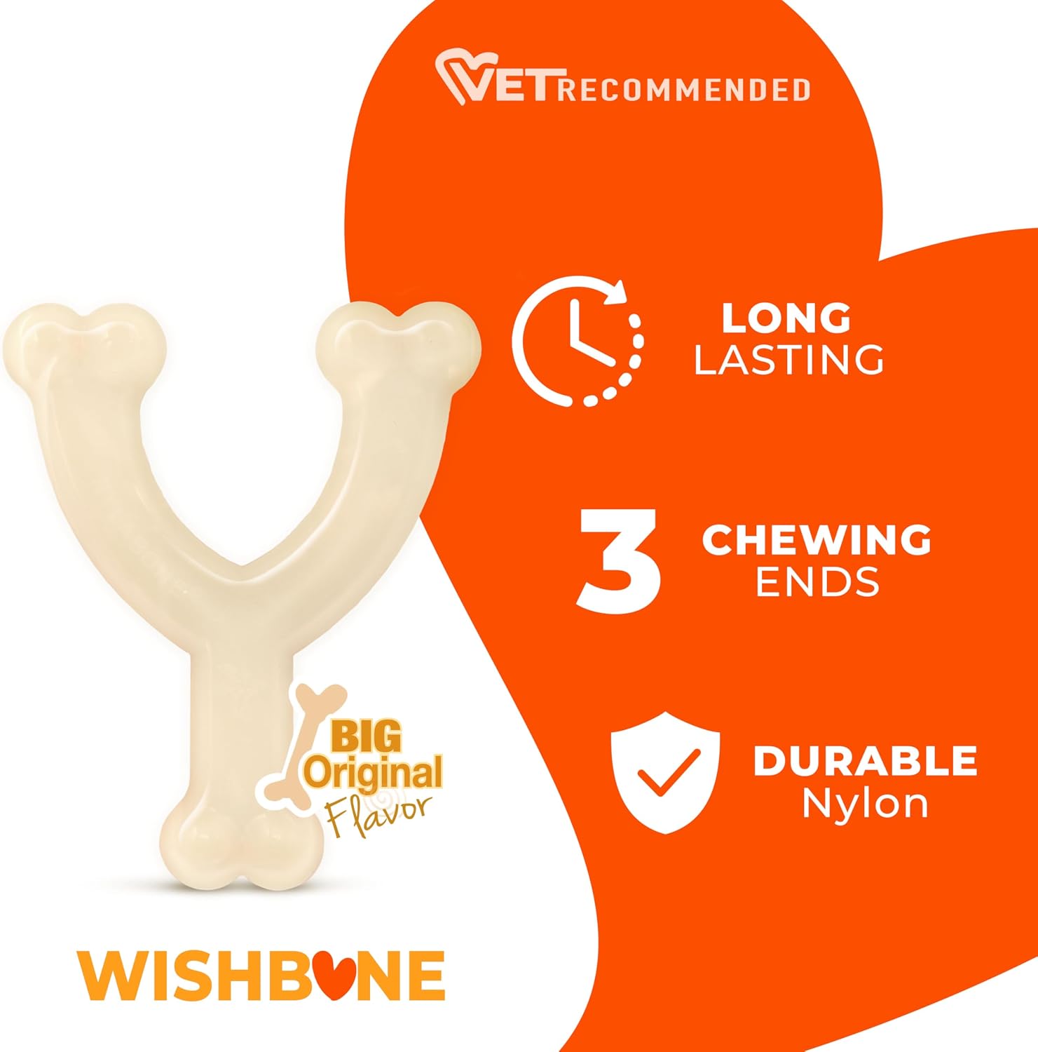Nylabone Power Chew Wishbone Dog Chew Toy, Original Flavor, Medium image 3
