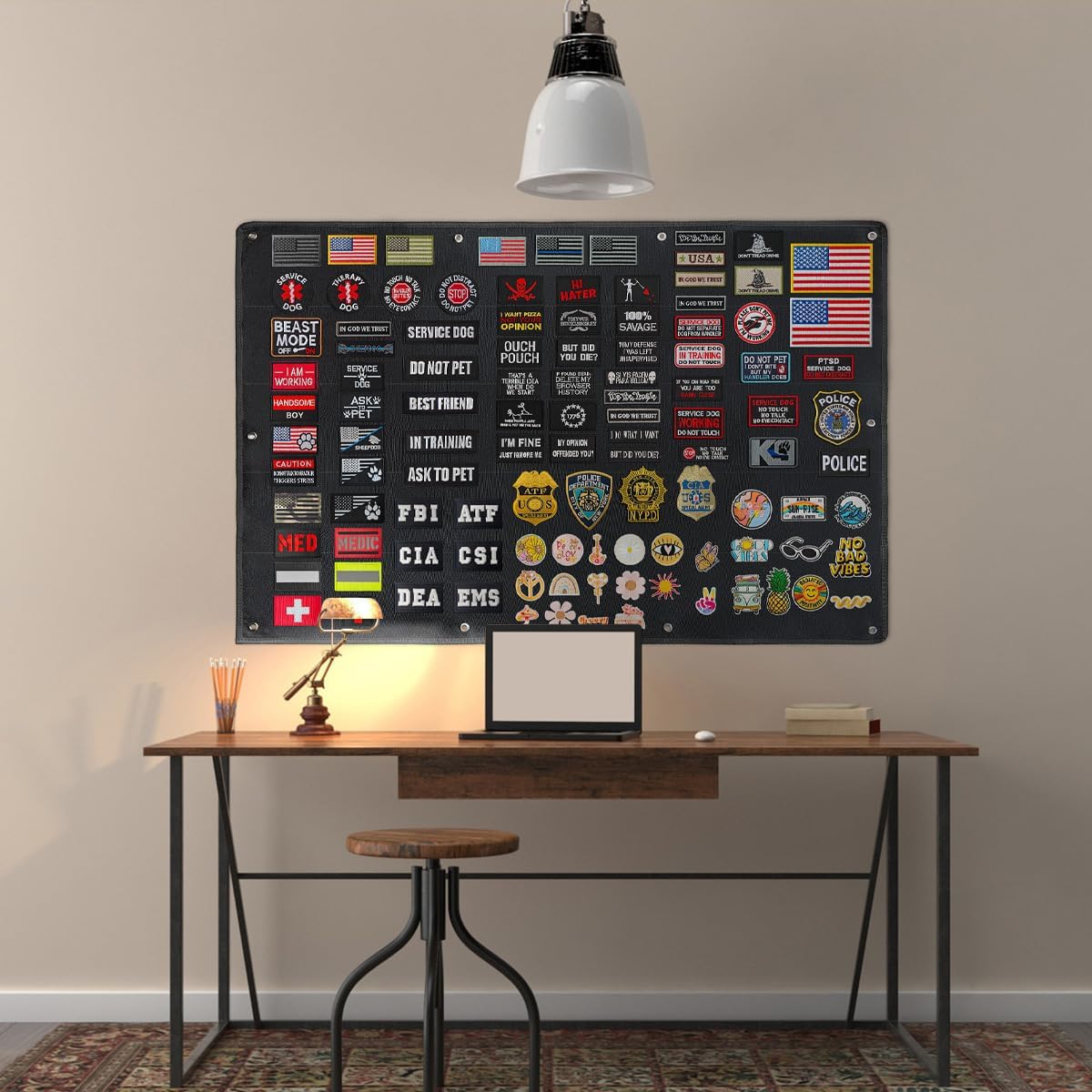 Tactical Patch Wall Board,Collapsible Tactical Patch Display, Hook and Loop Military Patches Holder