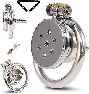 Cage de Chasteté Pénis Inversé, Chastity Cage Man avec Cathéter et Collecteur D'urine, Sex Toýs Homme Cage Chastetée en Acier Inoxydable avec Serrure pour Bondage le Pénis (A,50mm)