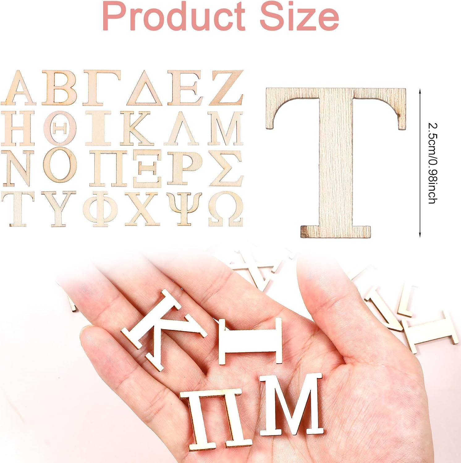 1 Inch 48PCS Wood Greek Letters, Unfinished Greek Alphabet for Wall Decor, Sorority Fraternity Paddles, DIY Project and Crafts Home Decorations Making