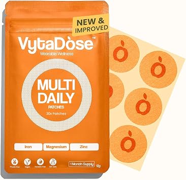 Vytadose Multivitamin Patches | Hair Growth for Women | Topical Daily Iron, Biotin & Vitamin Patches Supports Thicker Hair, Skin & Nails | Vegan, Water-Resistant | Kind to Sensitive Skin | 30 Count