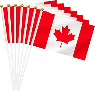 50 Pack Canada Mini Stick Flag, Canadian Hand Held Small Miniature Stick Flag, National Country Flag for Party Decorations, Outdoor Decoration, Festival Events Celebration, World Cup, Sports Events, International Festival (Canada)