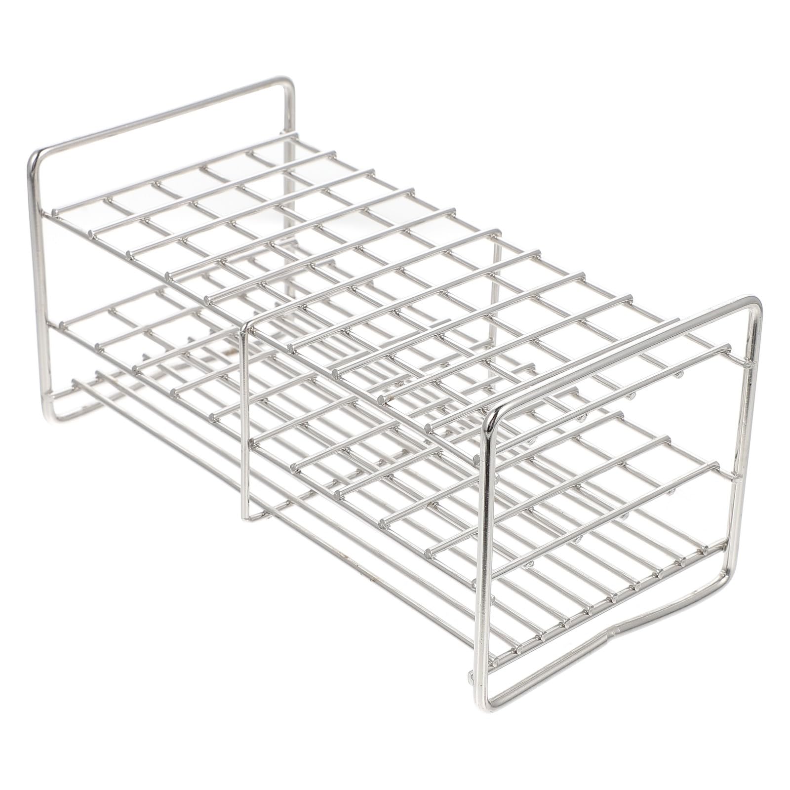 Edelstahl Reagenzglasständer mit 50 Löchern und Quadratischen Öffnungen Robuster Testrohrhalter mit Griff Sicher und Leicht Tragbar für Wissenschaftliche Experimente zu Hause