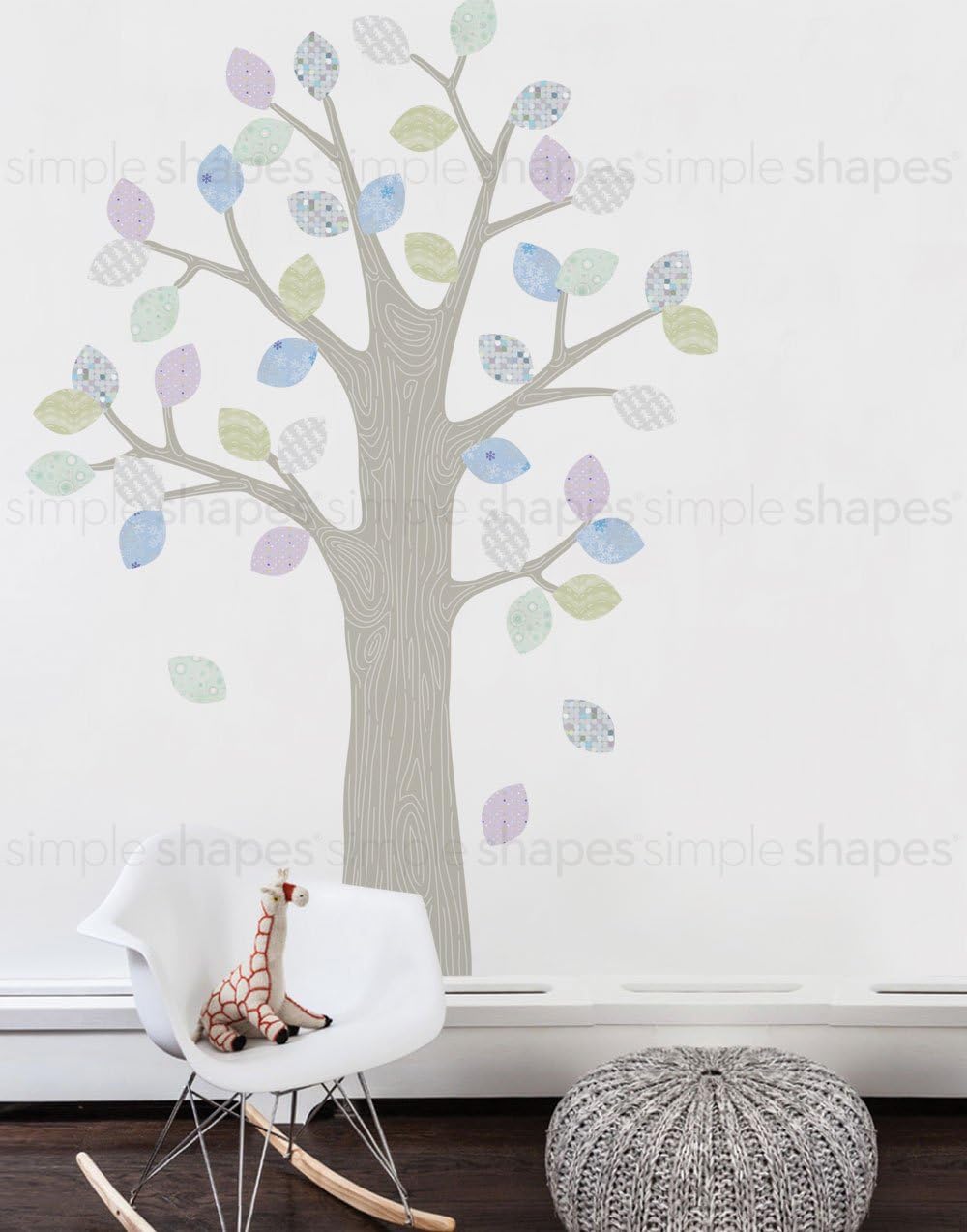 Pattern Tree with Leaves Wall Sticker - Peel and Stick - Winter-Grey - by Simple Shapes ®