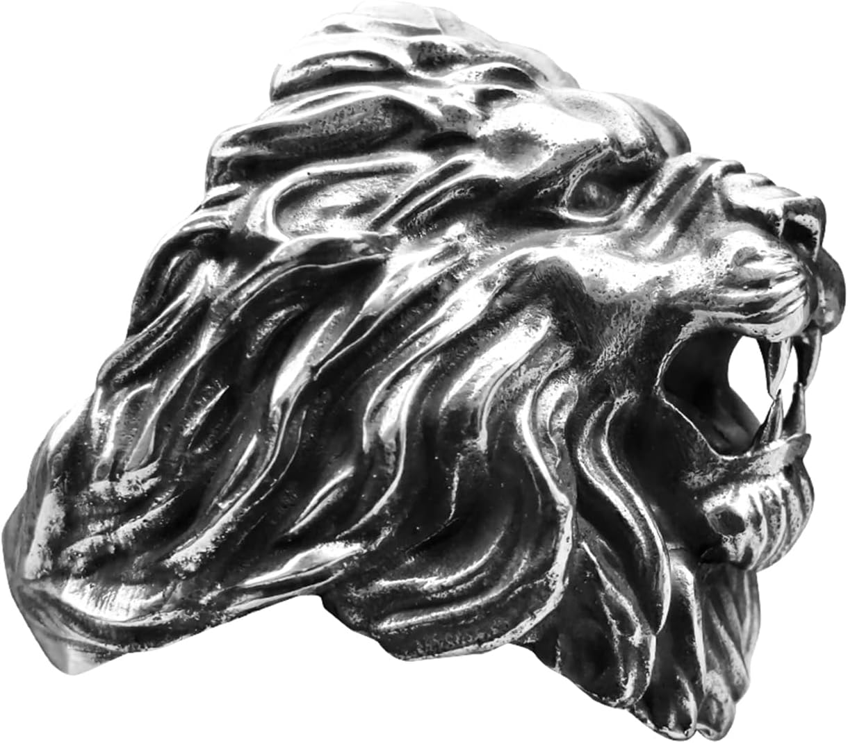 Royal Lion Ring Sterling Silver 925 Roaring Head Wild Animal Handmade Jewelry