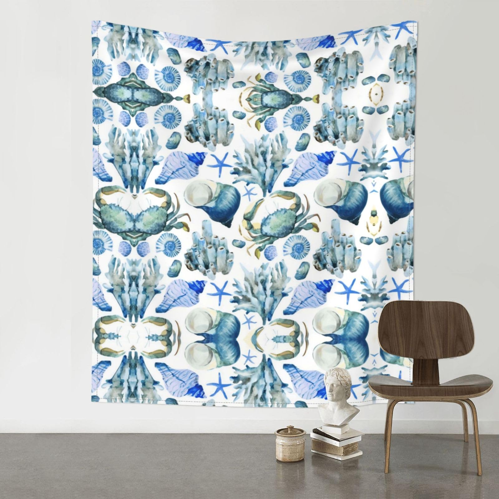 YYHWHJDE Crab Conch Prints 60x51in Wall Tapestry – High-Grade Polyester Throw for Dorm, Beach & Home Decor