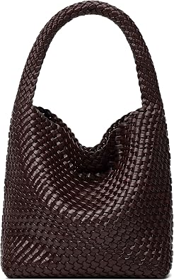 Woven Tote Bag for Women Vegan Leather Purse for Weekend Vacation