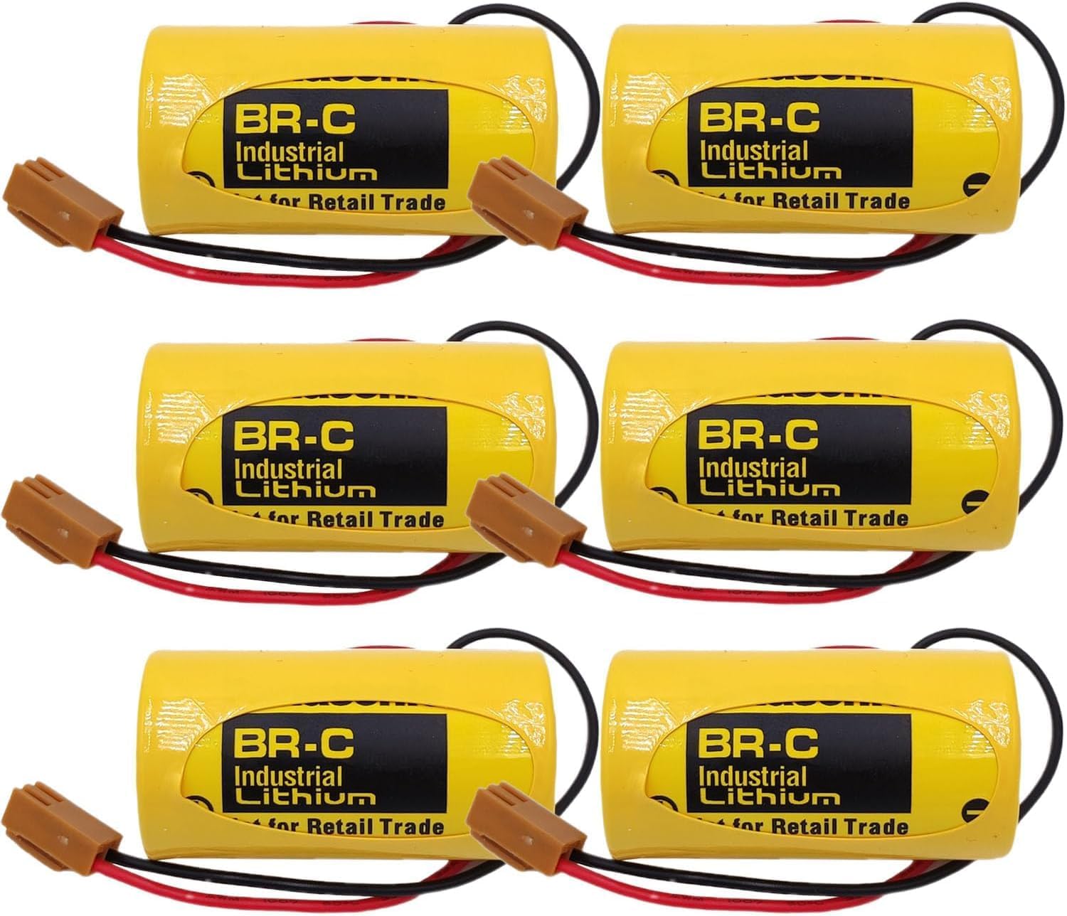 [6-Pack BR-C BR26500 3V 5000mAh Lithium Battery Replace for FANUC A02B-0120-K106 A20B-0130-K106 A98L-0031-0007 BR-CCF1TH Battery
