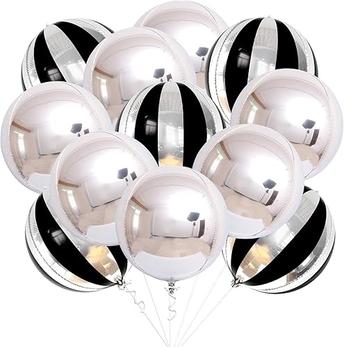 Miniatura 1 de KatchOn, Globos grandes de Mylar plateados, 22 pulgadas, paquete de 12, globos negros y plateados de 22 pulgadas, paquete de 6, globos de espejo