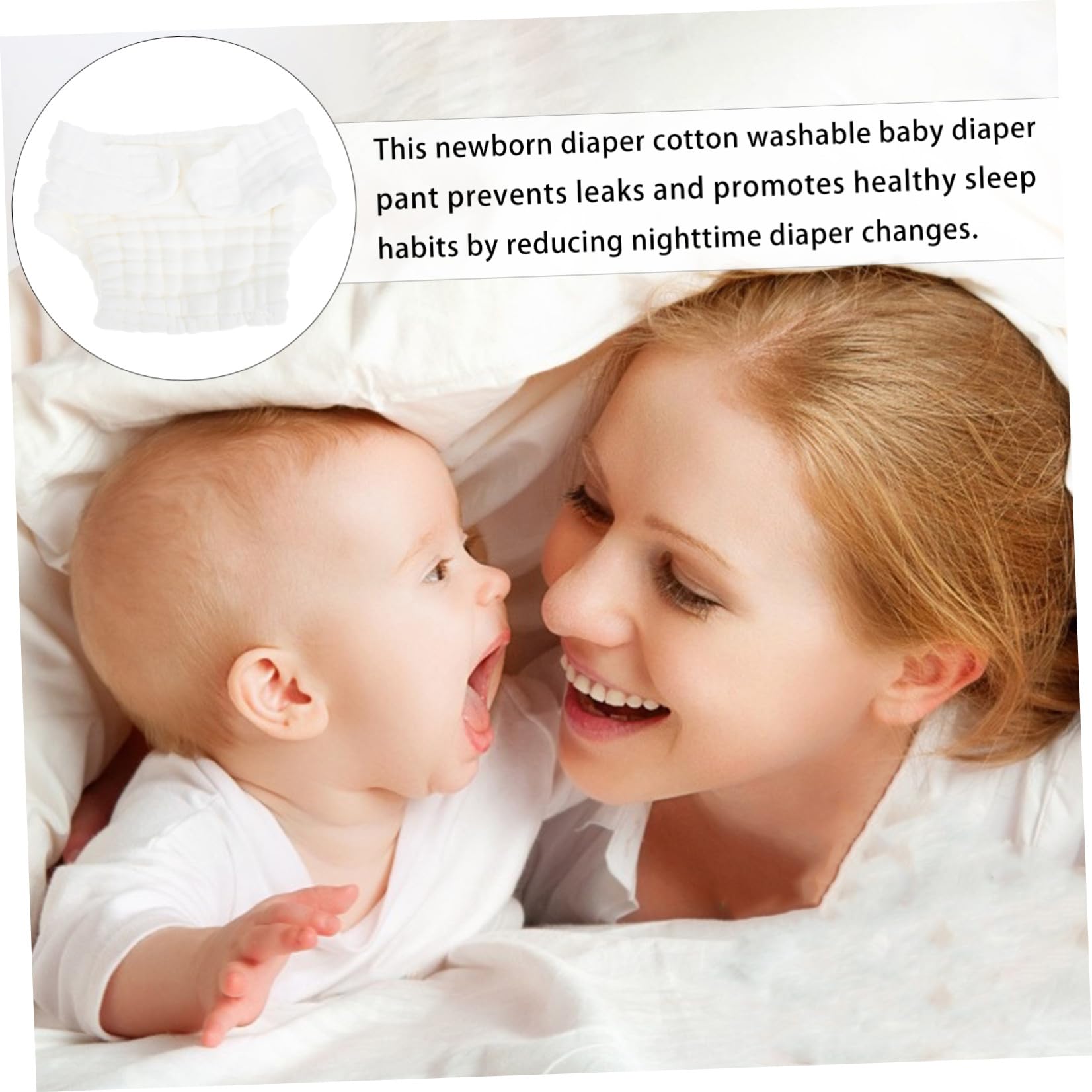 Beavorty Couches Lavables en Coton pour Bébé -né, 5 Pièces, Réutilisables et Respirantes, Nuit, Gardent Bébé Sec Confortablement