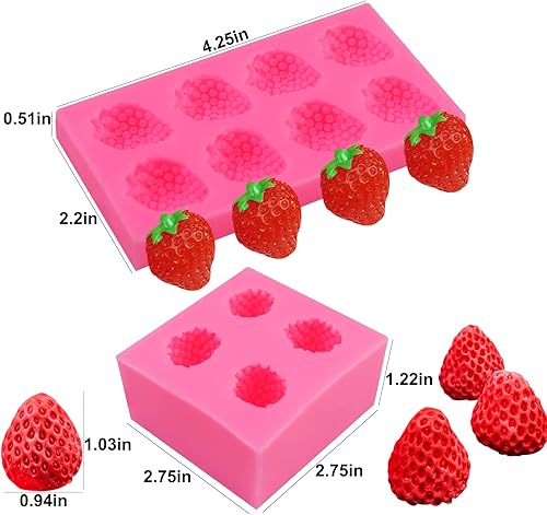 Miniatura 2 de Molde de silicona para fondant de fresa, molde grande para hornear fresas, molde de fondant de frutas para decoración de pasteles, decoración de