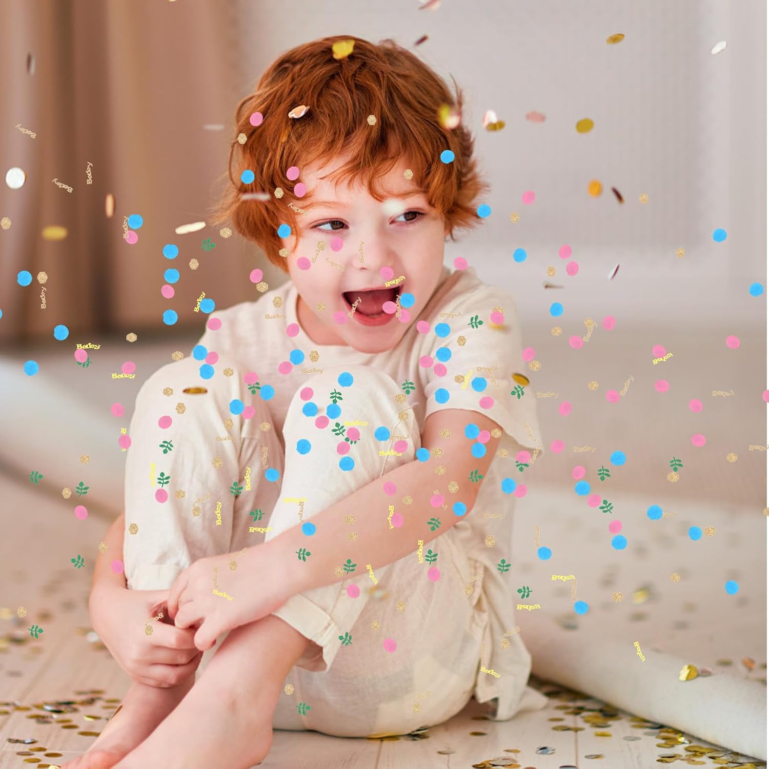 Gender Reveal Soccer Ball Confetti Decoration Set Paper Confetti Gender Reveal Party Supplies for Shower Birthday Celebration