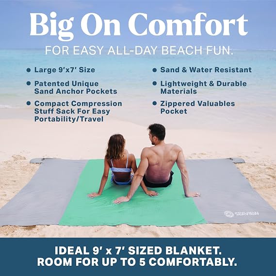 Seaview 180 Beach Blanket Waterproof Sandproof Extra Large Sand Free