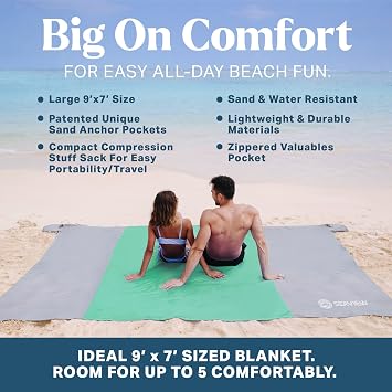 Seaview 180 Beach Blanket Waterproof Sandproof Extra Large Sand Free