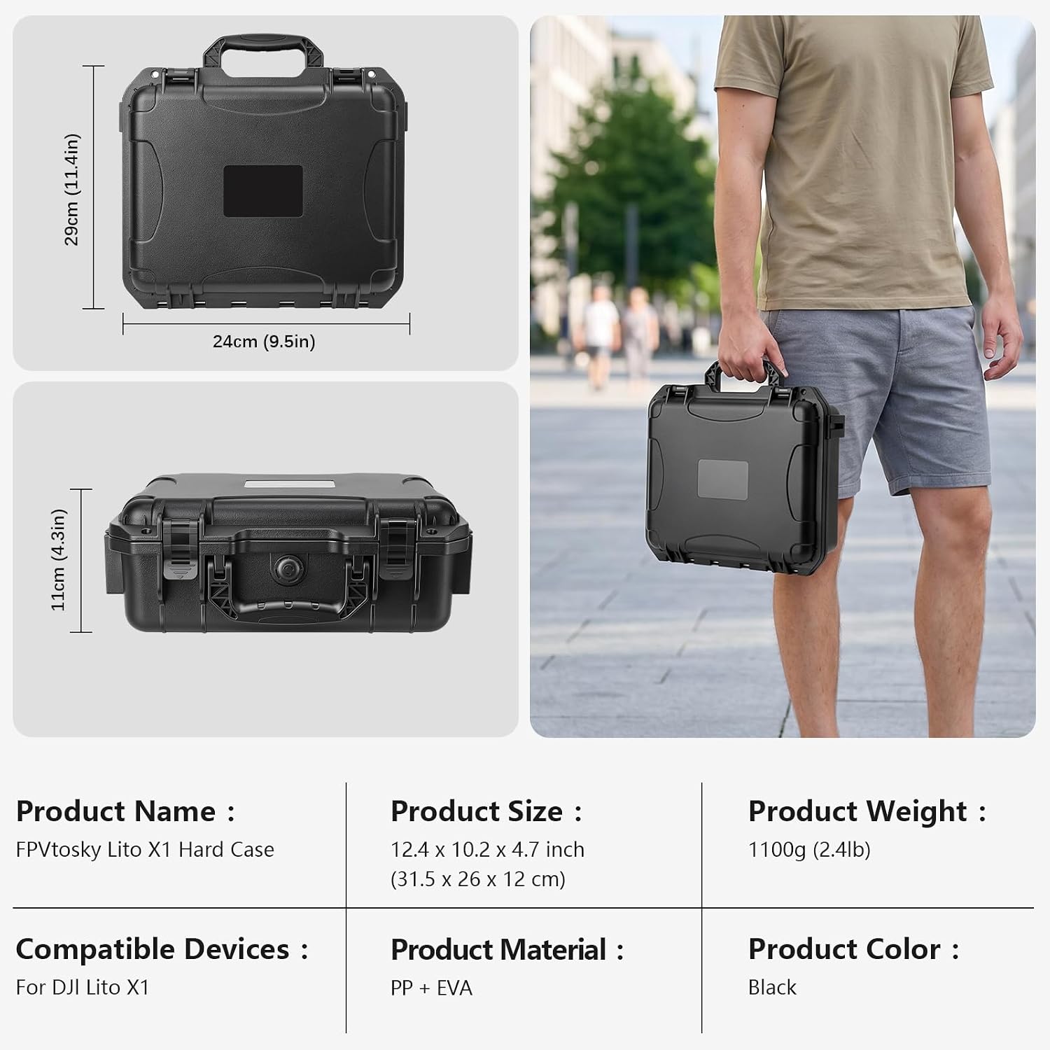 FPVtosky Waterproof Hard Case for Lito X1, Fly More Combo, Compatible with RC 2 Controller, Battery, Charger Hub and Other Accessories[CASE ONLY]