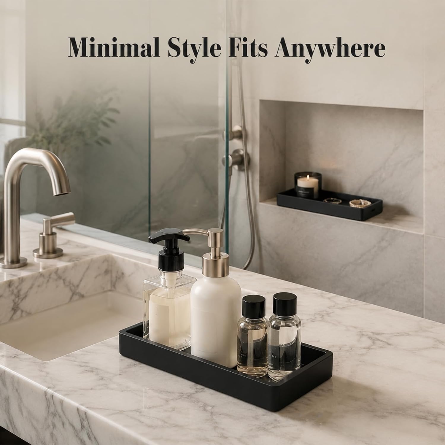 2Pcs Silicone Bathroom Vanity Tray Small Dish Soap Holder Sink Organizer