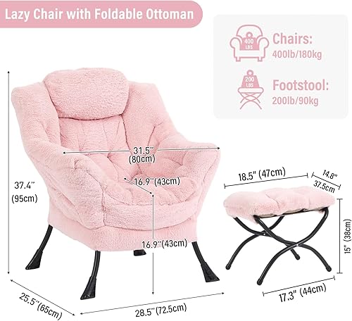 Miniatura 2 de Silla Lazy con otomana, silla moderna con reposapiés plegable, silla de acento de salón, cómoda silla de lectura, sillones de gran tamaño para