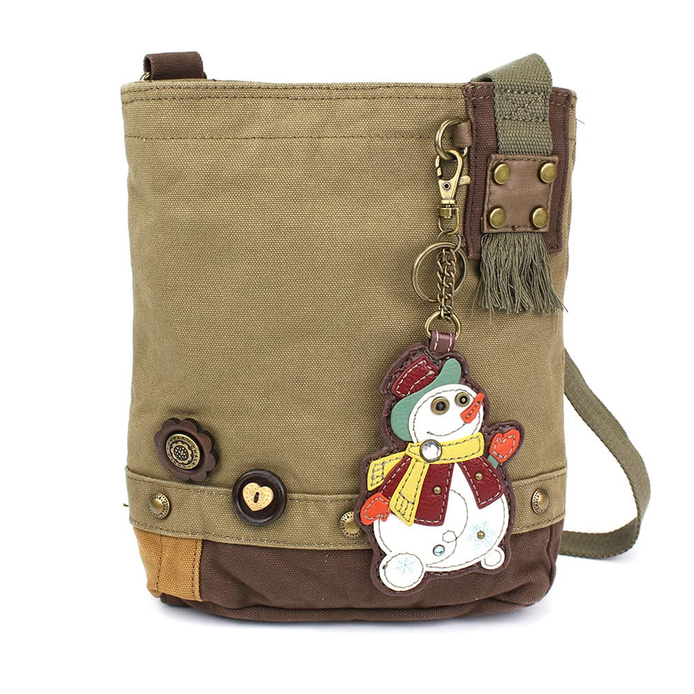 CHALA Patch Cross-Body Women Handbag, Canvas Messenger Bag Olive, Metal Charming Cross - Oliv, Medium — view 102