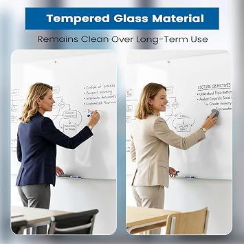 Large Glass Whiteboard, Enhanced Magnetism Glass Dry Erase Board for Wall, 72 x 48 Magnetic Pure White Tempered Glass Board, 6' x 4' Big White Board for Home, Office, School