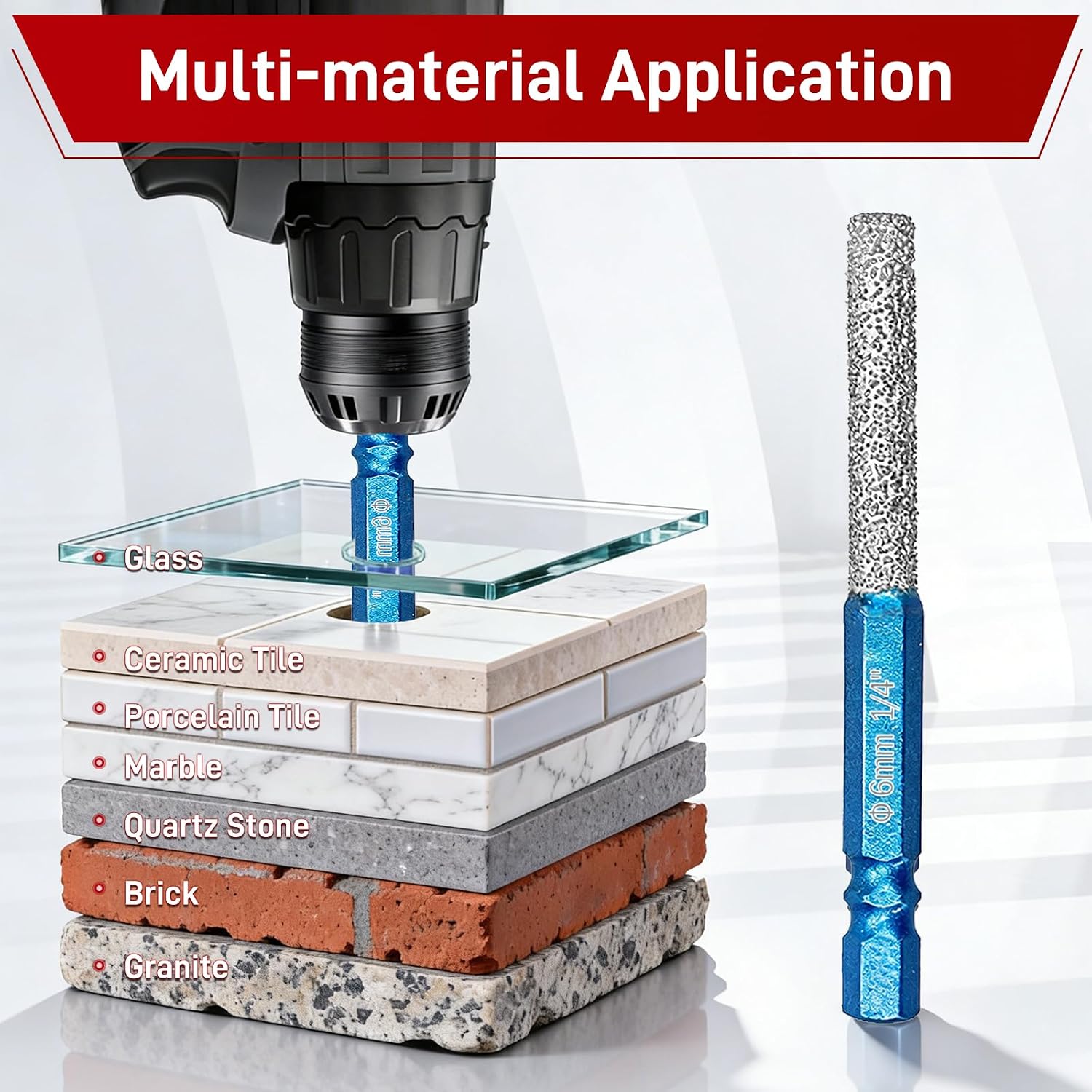 8-Pack Diamond Drill Bits for Ceramic, 2-in-1 Drilling & Milling Tile Drill Bits with Built-in Cooling Wax, Hex Shank Vacuum Brazed for Porcelain Glass Marble Granite Home DIY Renovation