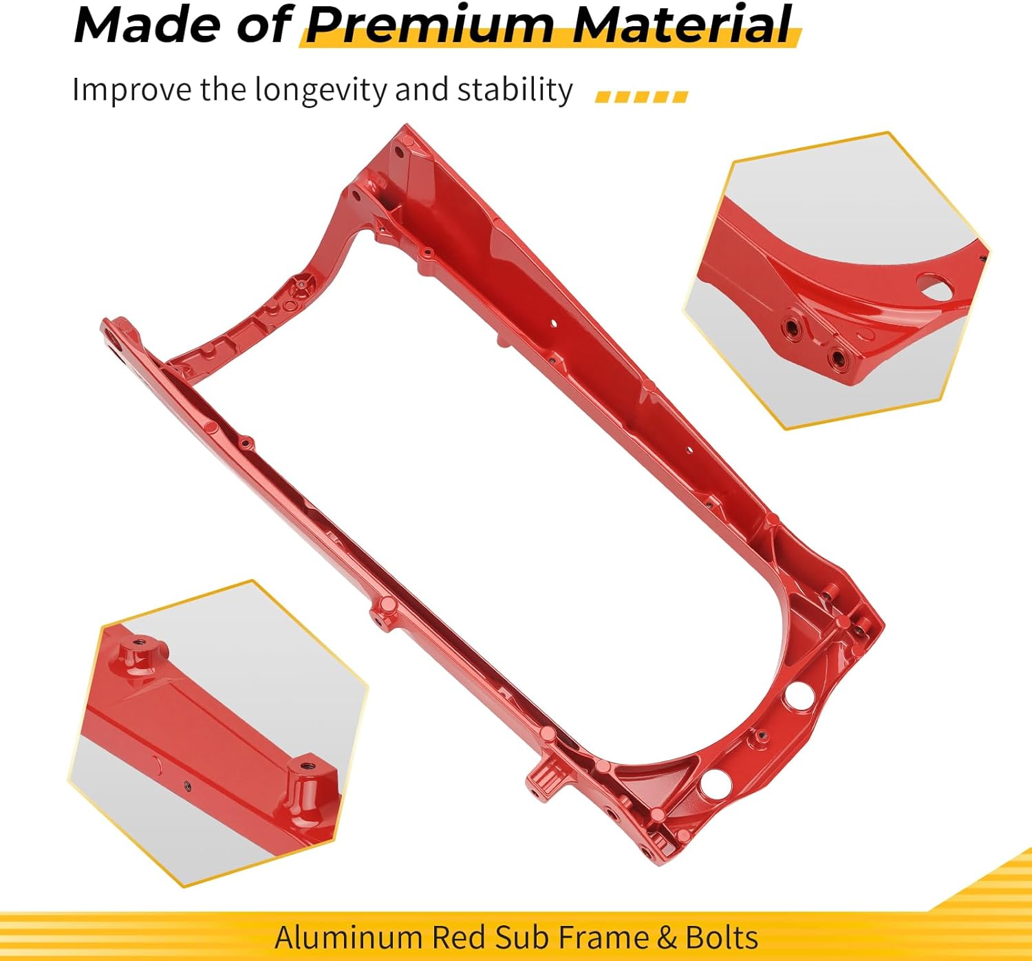 M MATI Aluminum Red Sub Frame & Bolts for Yamaha Rapto-r 700 YFM700 YFM700R 2006-2024 1S3-21190-08-00