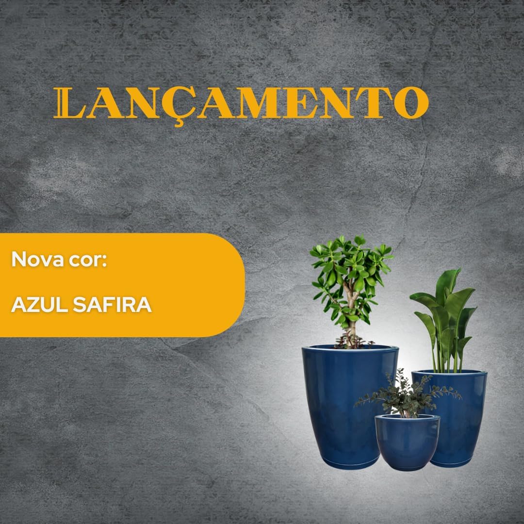 Kit 3 Vasos para Plantas Decorativo Luxo Efeito Marmorizado Cor Azul