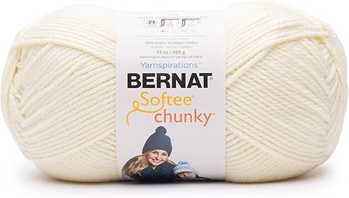 Bernat Softee Chunky BB - Ovillo de lana natural, 1 paquete de 14 onzas, acrílico, #6 súper voluminoso, 431 yardas, tejido, ganchillo y manualidades