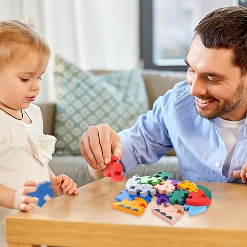 Miniatura 3 de LovesTown Rompecabezas de madera de animales para niños pequeños, bloques de construcción del alfabeto para niños, rompecabezas de aprendizaje de