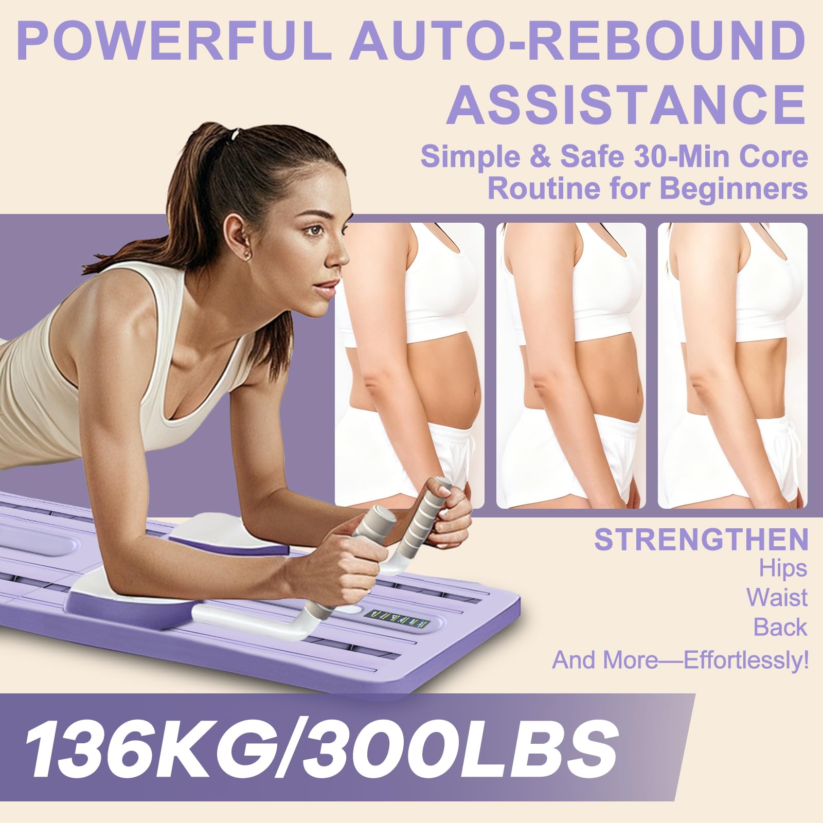 Roadtime Pilates Reformer 6 in 1 Upgraded Pilates Board Compact Set per ginocchiere e addominali multifunzionali, con rimbalzo per auto, per casa e in palestra