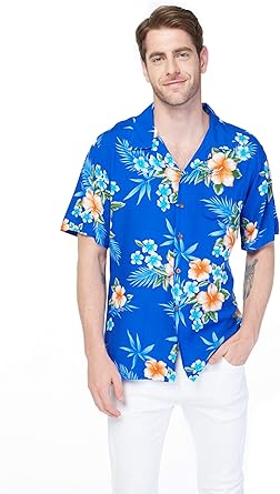 هاواي Hangover رجالي قميص هاواي قميص الوها Hibiscus Blue